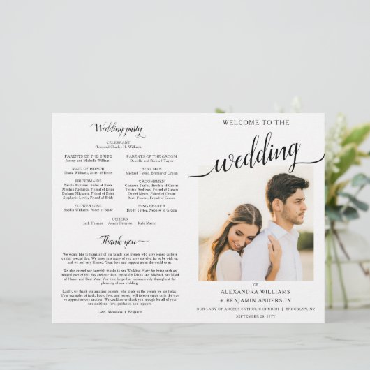 Alexandra Katholic Wedding Mass Zeremonie Programm (Stehend Vorderseite)