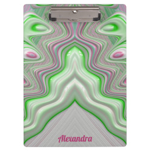 ALEXANDRA ~ PASTEL 3D! Rosa, grüne weiße GLOSSY Cl Klemmbrett