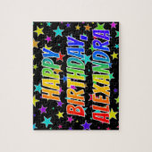 "ALEXANDRA" Vorname, Spaß "GLÜCKLICHER GEBURTSTAG" Puzzle (Vertikal)