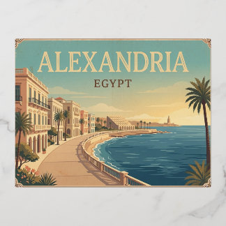 Alexandria Ägypten Vintage-Reisepostkarte Folien Feiertagspostkarte