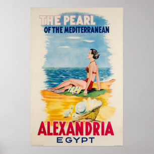Alexandria, Ägypten, Vintage Travel Poster