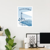 Alexandria Lighthouse Coastal Scene Travel Poster (Heimbüro)