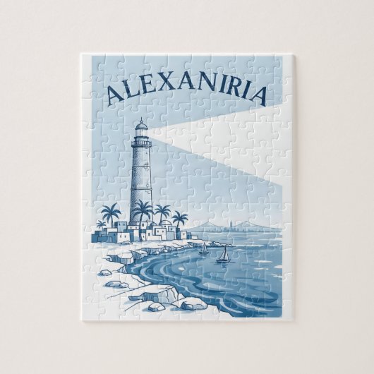 Alexandria Lighthouse Coastal Scene Travel Puzzle (Vertikal)