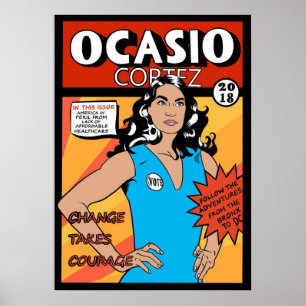Alexandria Ocasio Cortez Comic Print Poster