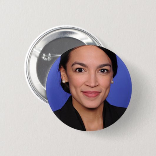 Alexandria Ocasio Cortez Portrait Button (Vorne & Hinten)
