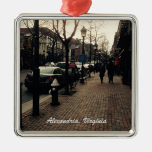 Alexandria, VA-Straßen-Foto Weihnachtsverzierung Silbernes Ornament