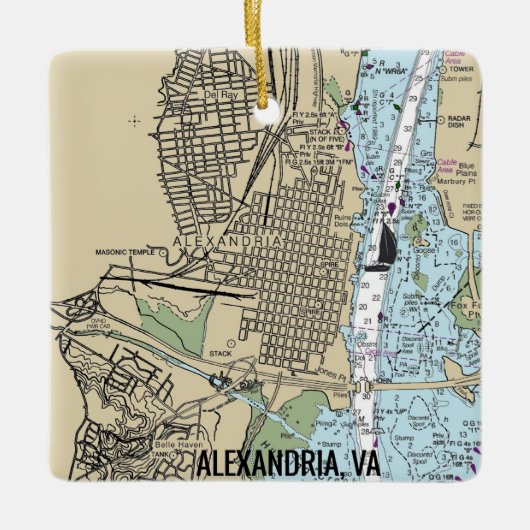 Alexandria Virginia Chart Keramikornament (Vorderseite)