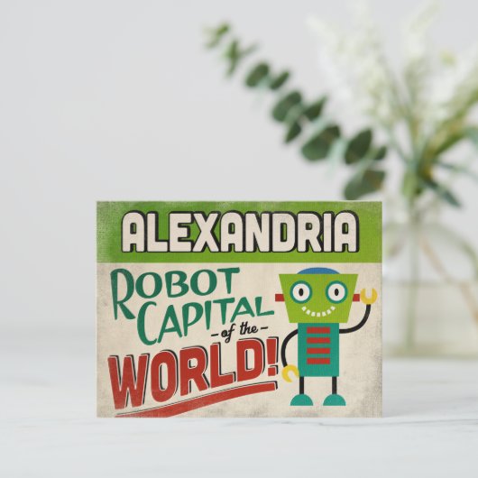 Alexandria Virginia Robot - Funny Vintag Postkarte (Stehend Vorderseite)