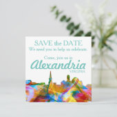 ALEXANDRIA, VIRGINIA SKYLINE VIBRANCE - SAVE THE DATE (Stehend Vorderseite)