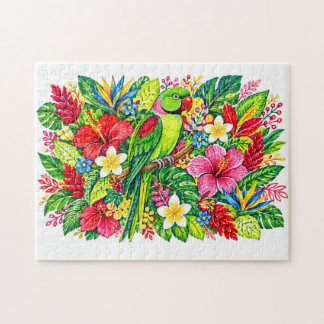 Alexandrinerpapagei Tropischer Frangipani Strelitz Puzzle