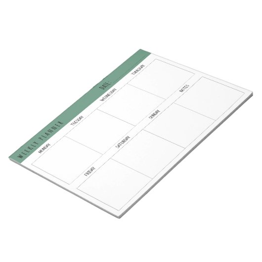Alexandrite Teal Simple Modern Weekly Planner Notizblock (angewinkelt)