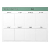 Alexandrite Teal Simple Modern Weekly Planner Notizblock (Vorderseite)