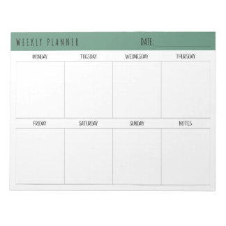 Alexandrite Teal Simple Modern Weekly Planner Notizblock