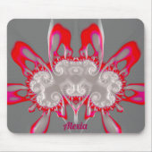 ALEXIA ~ FLUORO PINK RED GRAY WHITE ~ Fraktal Mousepad (Vorne)