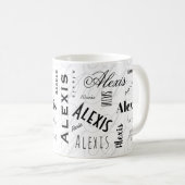 Alexis Benutzername Schwarze Weiße Kaffeetasse (VorderseiteRechts)