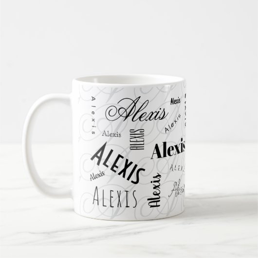 Alexis Benutzername Schwarze Weiße Kaffeetasse (Links)