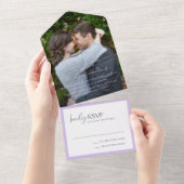 Alexis Lavender Elegante Moderne Hochzeit All In One Einladung (Abreißen)