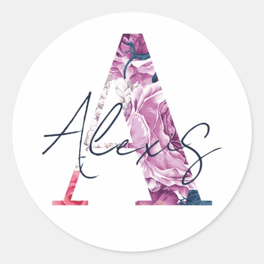 Alexis Name Custom Sticker Girls Label Floral A (Vorderseite)