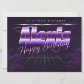 Alexis Name Vorname lila retro Karte Geburtstag (Vorderseite)