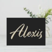 Alexis Name white gold Handwriting Karte (Stehend Vorderseite)