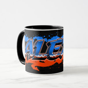 Alexis Vorname Name Graffiti blue orange Tasse