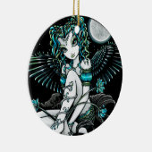 "Alexis" Wasser-Lilien-Mond-Engels-Verzierung Keramik Ornament (Rechts)