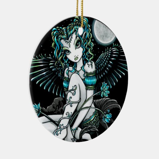 "Alexis" Wasser-Lilien-Mond-Engels-Verzierung Keramik Ornament (Rechts)