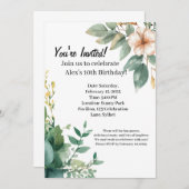 Alex's Floral 10. Geburtstag Einladung (Vorne/Hinten)