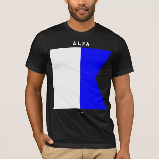 Alfa-Signalflagge Morse-Code Nautisches Design T-Shirt (Vorderseite)