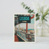 Alfama View Illustration, Lissabons Charme Postkarte (Stehend Vorderseite)