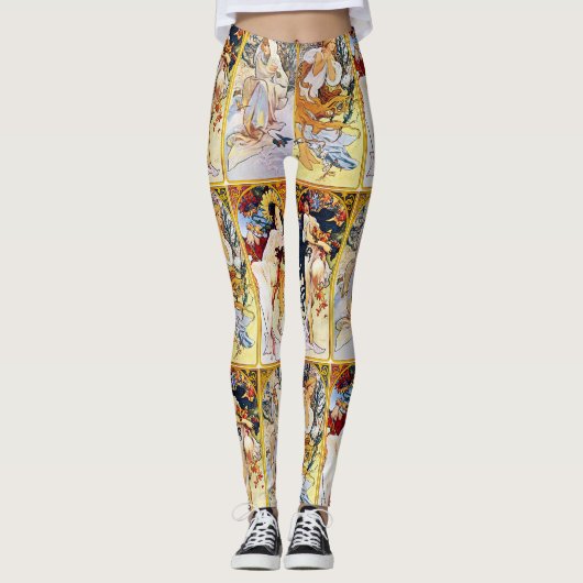 Alfons Mucha 1895 die vier Jahreszeiten Leggings (Vorderseite)