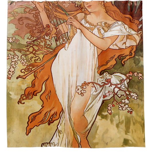 Alfons Mucha - 1896 - Spring Duschvorhang (Vorderseite)