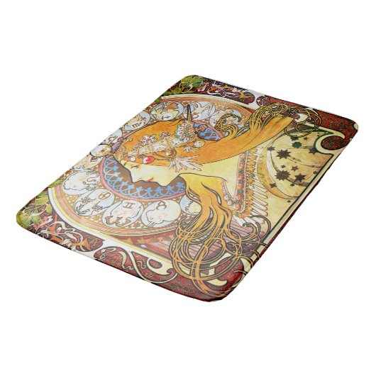 Alfons Mucha 1896 Zodiac Badematte (Schrägansicht)