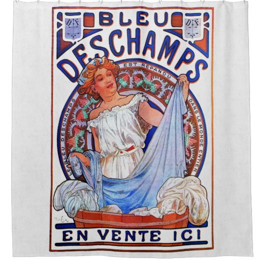 Alfons Mucha 1897 Bleu Deschamps Duschvorhang (Vorderseite)