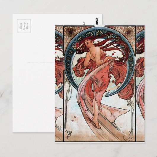 Alfons Mucha 1898 Dance Postkarte (Vorne/Hinten)