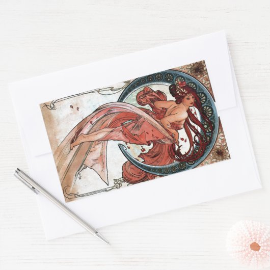 Alfons Mucha 1898 Dance Rechteckiger Aufkleber (Umschlag)