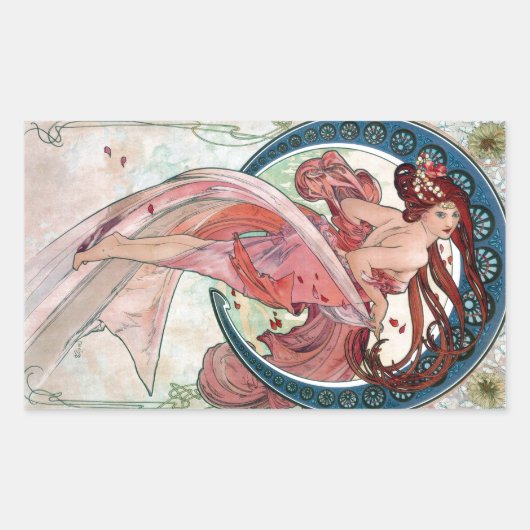 Alfons Mucha 1898 Dance Rechteckiger Aufkleber (Vorderseite)
