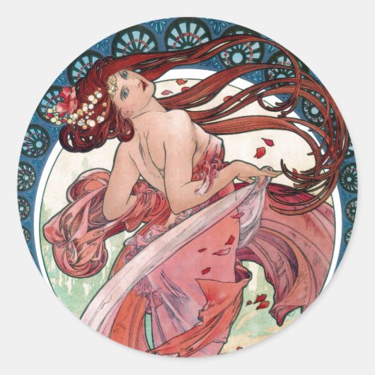 Alfons Mucha 1898 Dance Runder Aufkleber (Vorderseite)