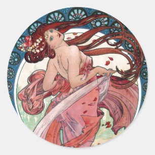 Alfons Mucha 1898 Tanz Runder Aufkleber