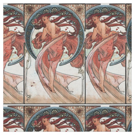 Alfons Mucha 1898 Tanz Stoff (Nahaufnahme)