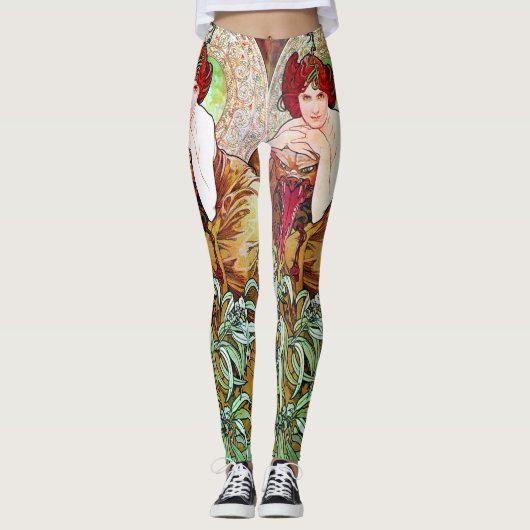 Alfons Mucha 1900 die wertvollen Steine Smaragd Leggings (Vorderseite)