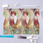 Alfons Mucha 1900 die wertvollen Steine Smaragd Seidenpapier (Handwerk)