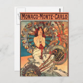 Alfons Mucha artwork, Monaco - Monte Carlo Postkarte (Vorne/Hinten)