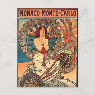 Alfons Mucha artwork, Monaco - Monte Carlo Postkarte