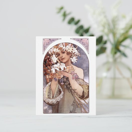 Alfons Mucha: Blume Postkarte (Stehend Vorderseite)