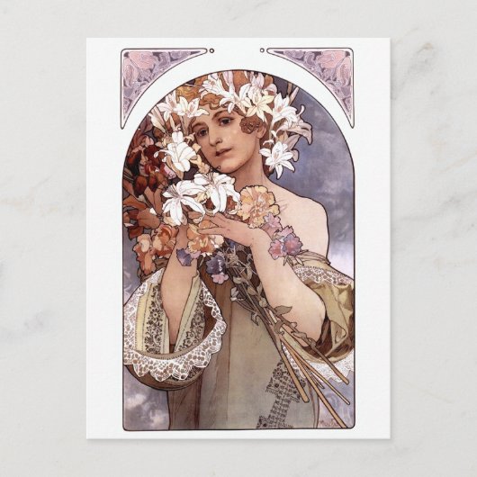 Alfons Mucha: Blume Postkarte (Vorderseite)