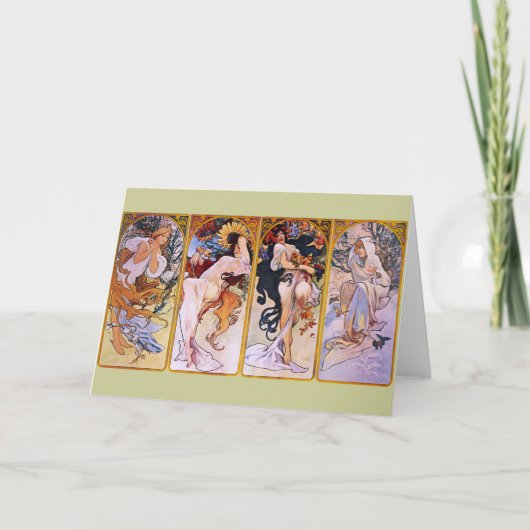 Alfons Mucha ~ Die vier Jahreszeiten Karte (Vorderseite)