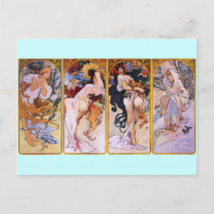 Alfons Mucha ~ Die vier Jahreszeiten Postkarte
