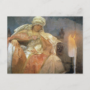 Alfons Mucha ~ Frauen mit brennender Kerze Postkarte