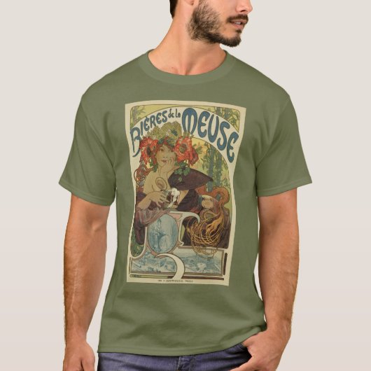 Alfons Mucha-Kunst nouveau Bieranzeige T-Shirt (Vorderseite)